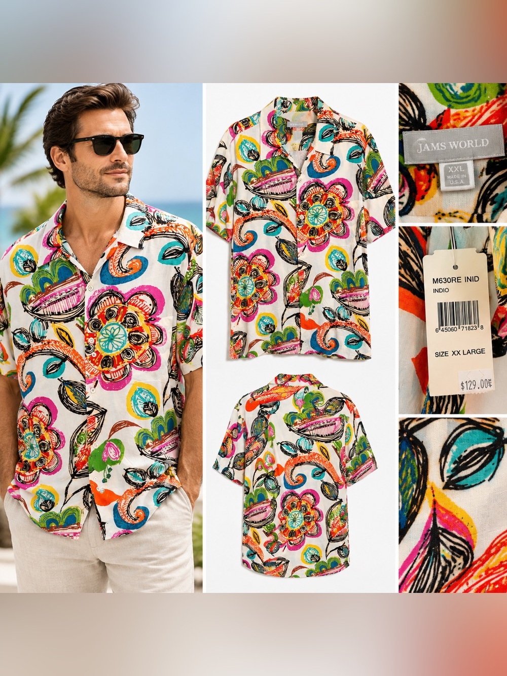 BNWT Jams World XXL Men’s Hawaiian Shirt in “Indio” print